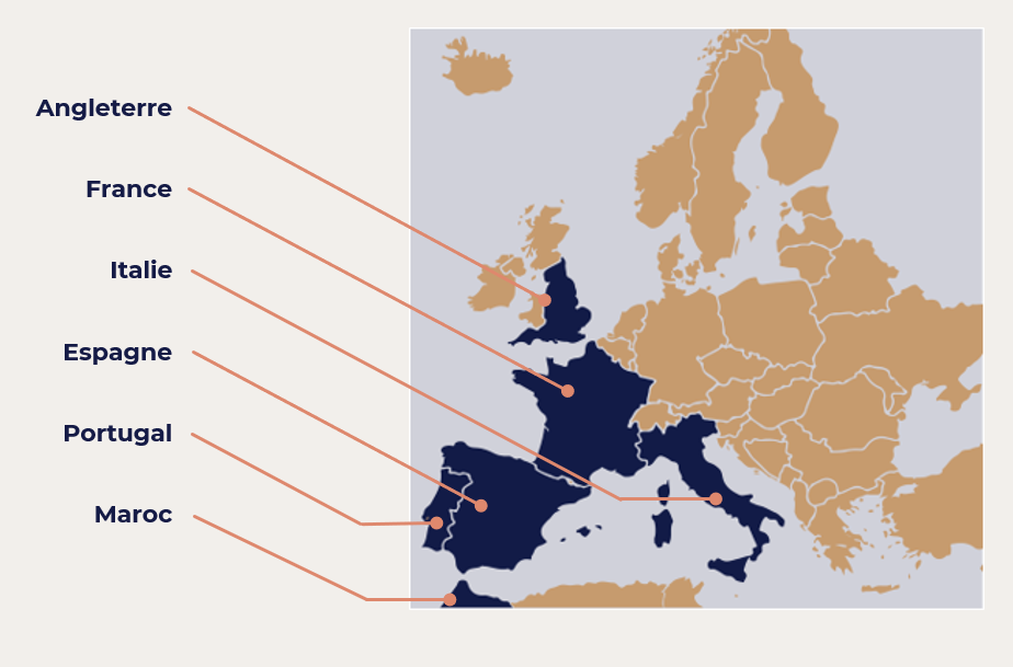 Carte Partenaires DoYield, plus de 10 destinations en Europe